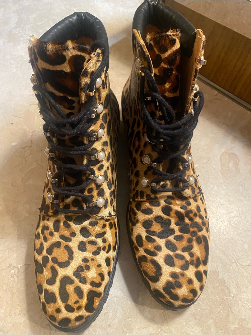 Jack Rogers Leopard-Print Lace-Up Ankle Boots - Black & Tan